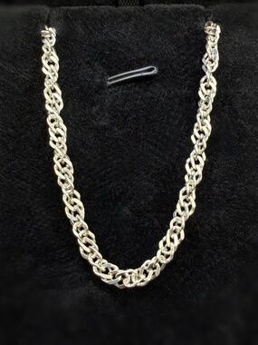Vintage Italy 925 Sterling Silver Thick Rope Singapore style Chain 18" 4mm